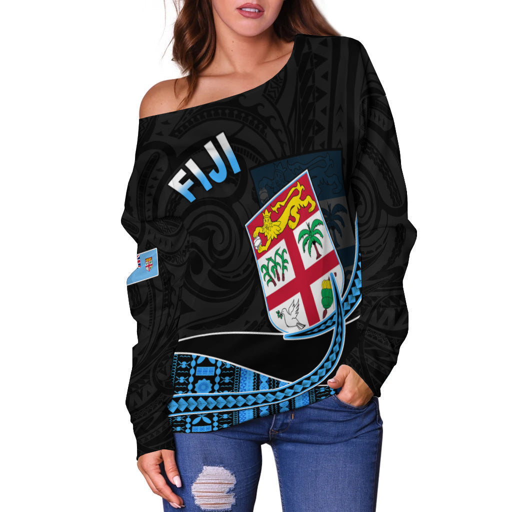 (Custom Personalised) Fiji Polynesian Off Shoulder Sweater Featured Fijian Lovers LT13