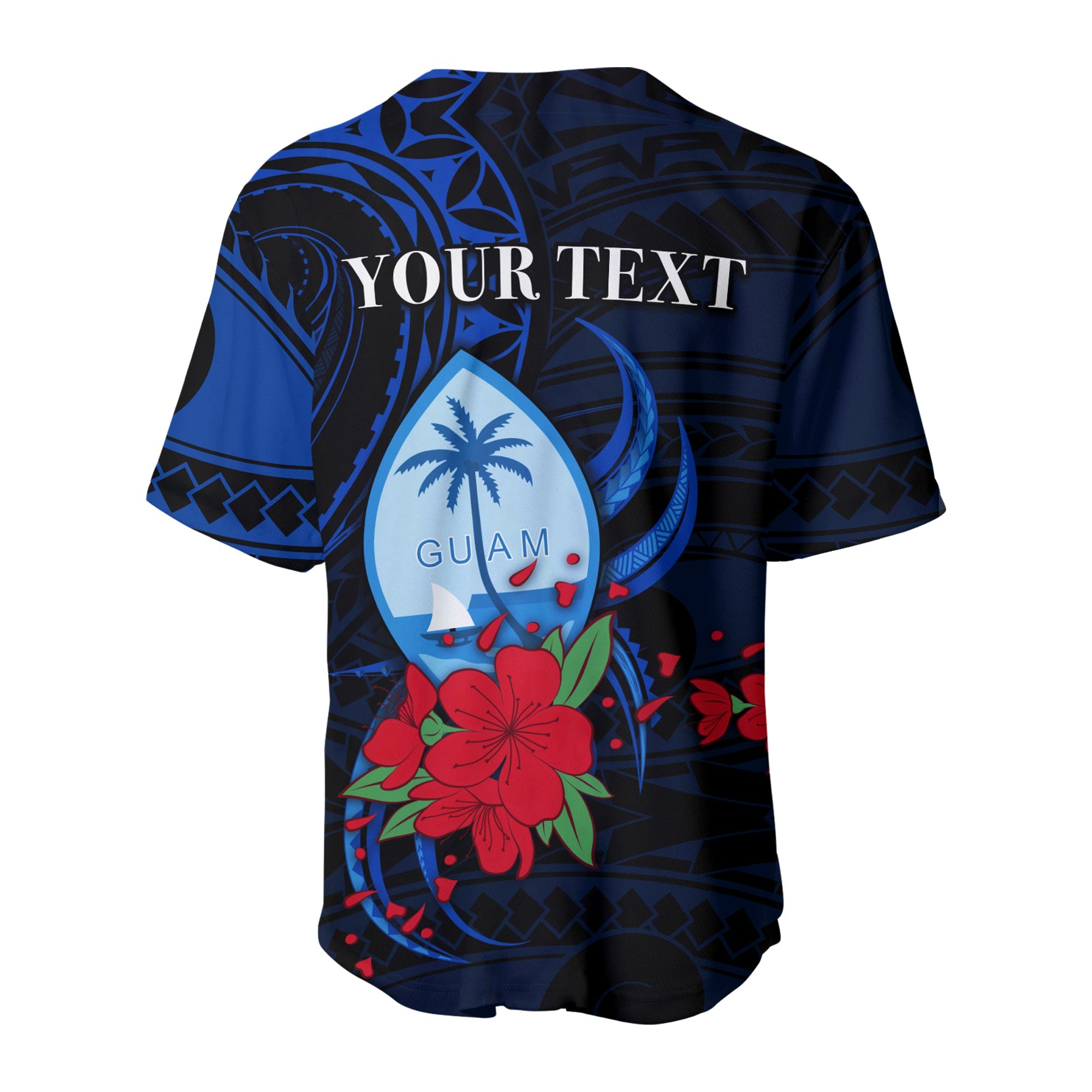 (Custom Personalised) Guam Baseball Jersey Polynesian Flowers LT13
